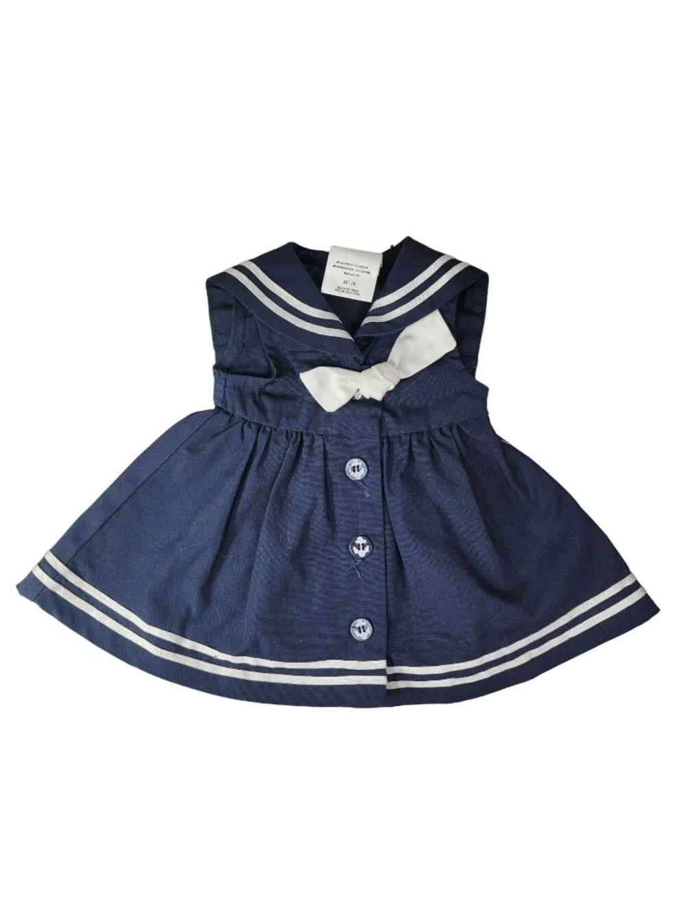 Toddler Baby Girls Sailor Dress Blue White 2T Bow Buttons Sleeveless Stripe